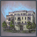 Kensington condominiums in MEWS development - back elevation and pocket park; San Francisco
