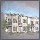 Pimlico townhouses and landscape in MEWS development